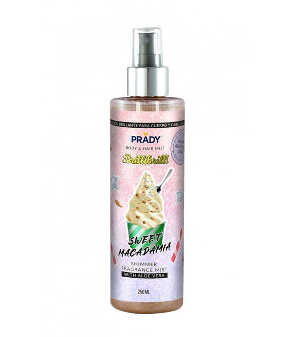 Brume scintillante corps et cheveux Prady sweet macadamia 250ml